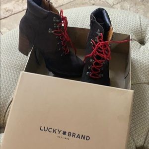 Luck brand boots. Size 10. Brown with red laces.
